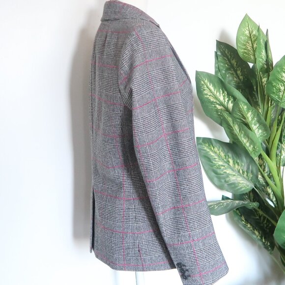J. Crew Gray Pink Glen Plaid Single-breasted Wool Blazer Windowpane Structured - Picture 7 of 16